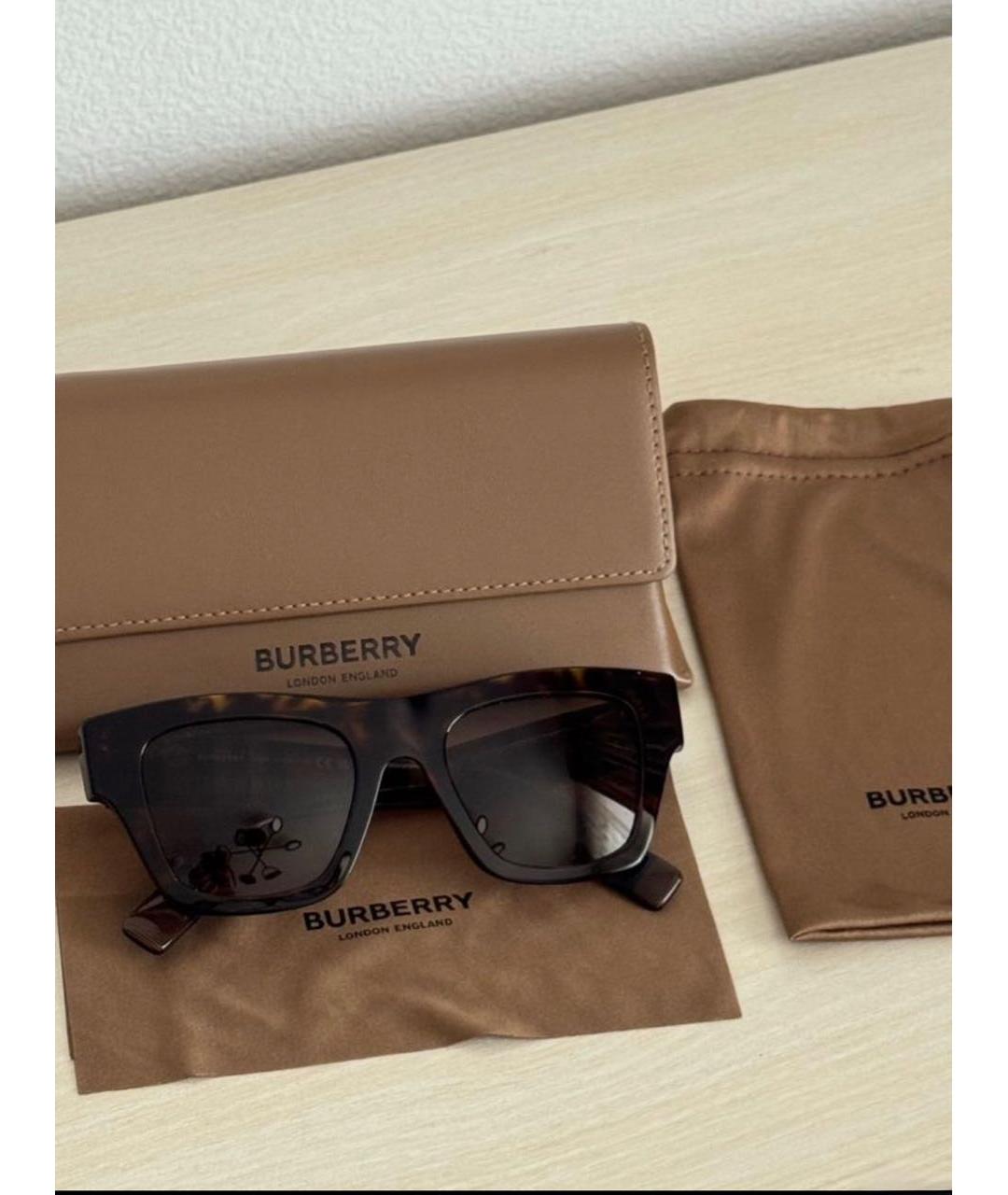 BURBERRY Коричневые пластиковые солнцезащитные очки, фото 2