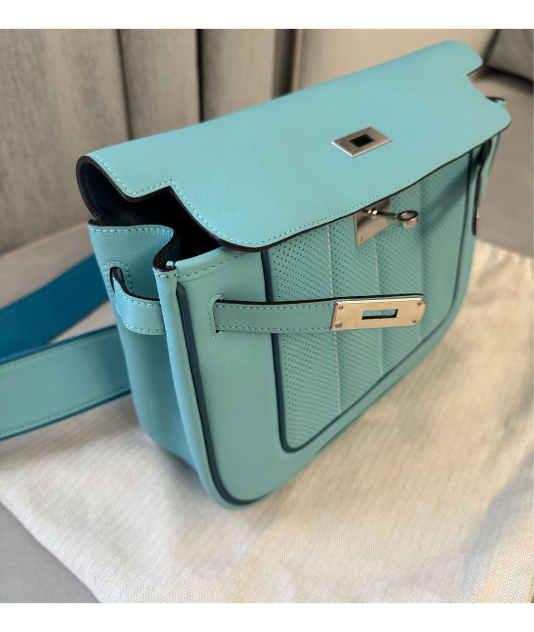 HERMES Голубая кожаная сумка через плечо, фото 2