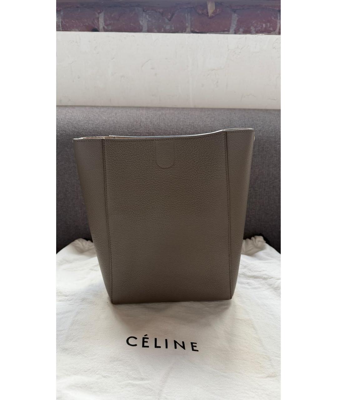 CELINE Бежевая кожаная сумка через плечо, фото 3