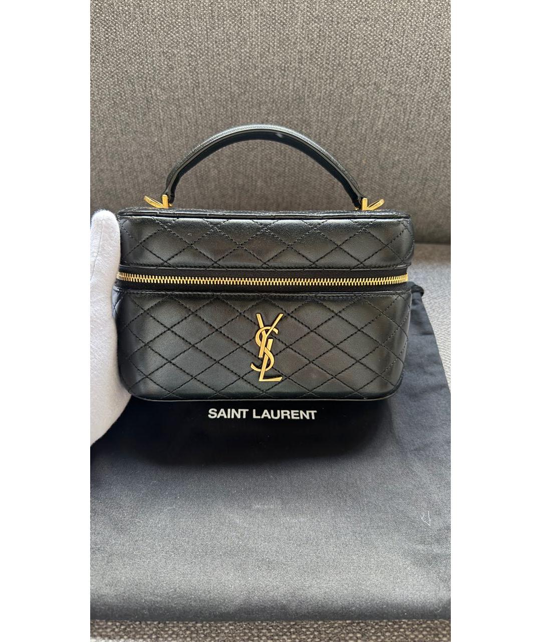 SAINT LAURENT Черная кожаная сумка через плечо, фото 2