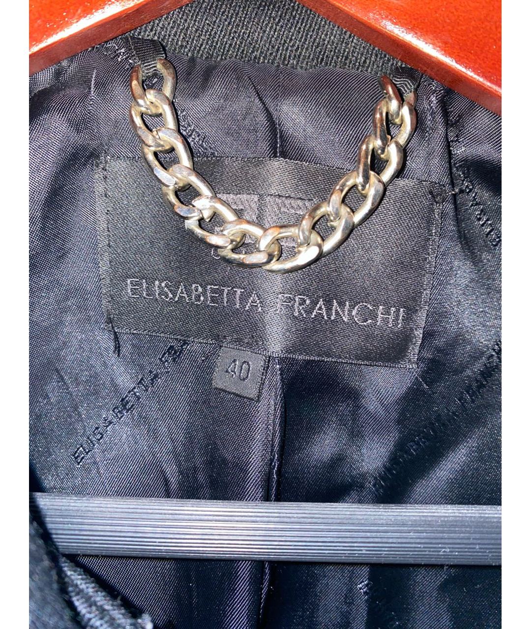 ELISABETTA FRANCHI Черное шерстяное пальто, фото 3
