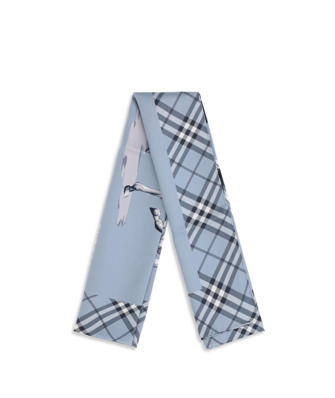 BURBERRY Голубой шелковый шарф, фото 2