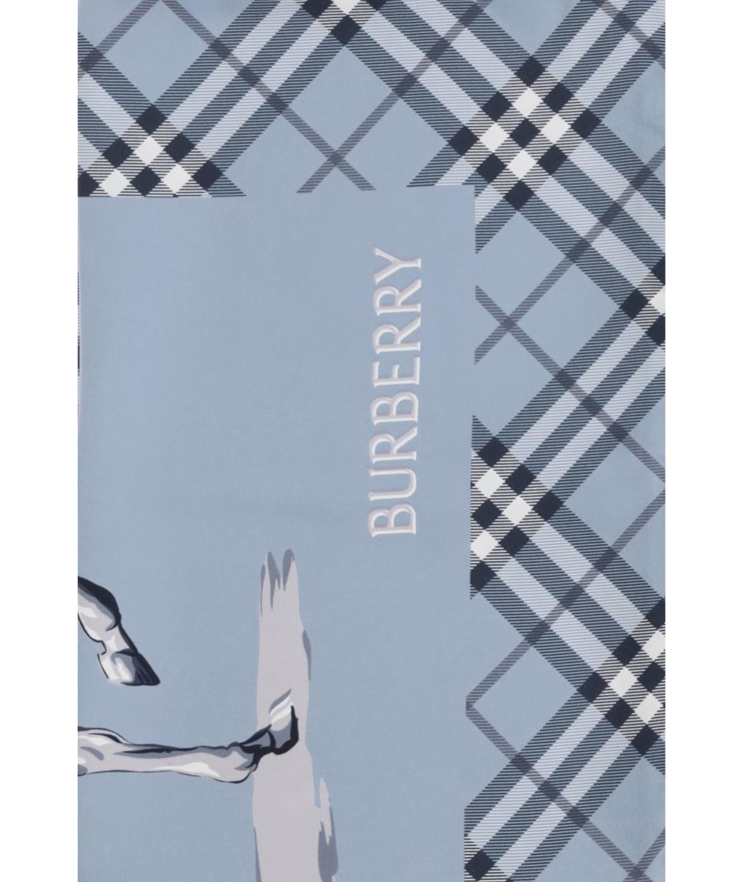 BURBERRY Голубой шелковый шарф, фото 3