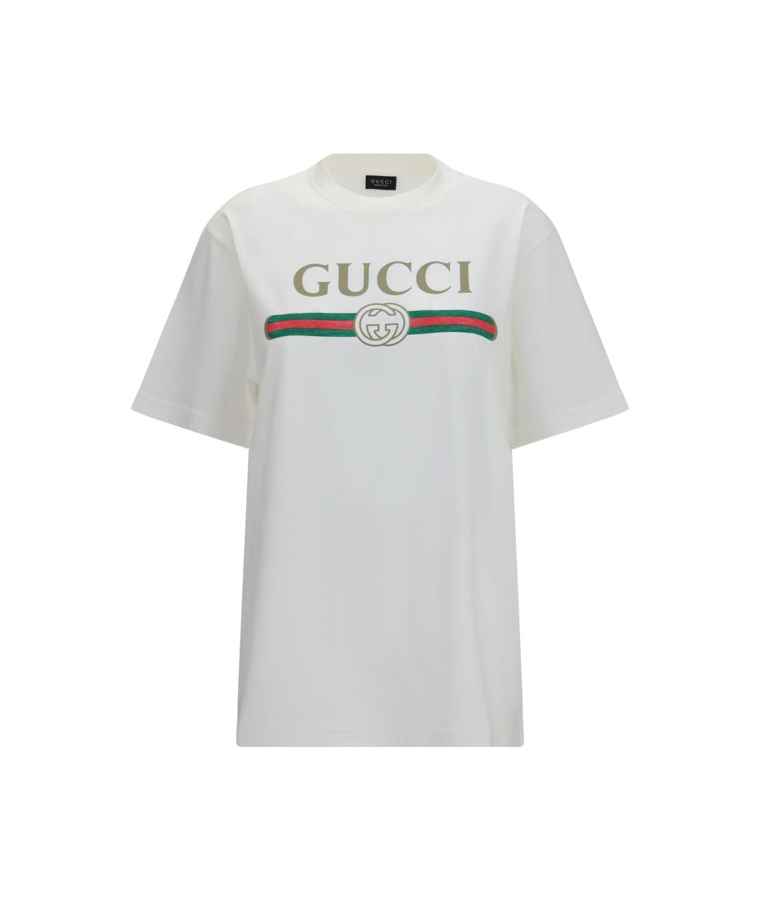 GUCCI Белая хлопковая футболка, фото 1