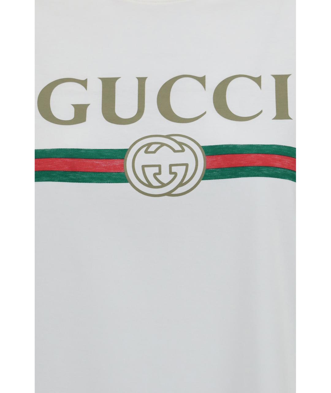 GUCCI Белая хлопковая футболка, фото 3