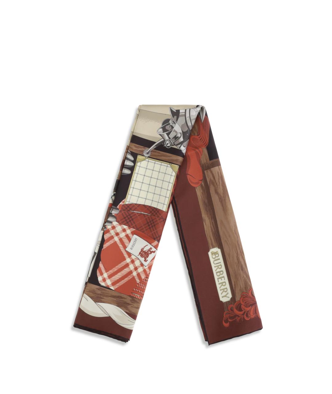 BURBERRY Бордовый шелковый шарф, фото 2