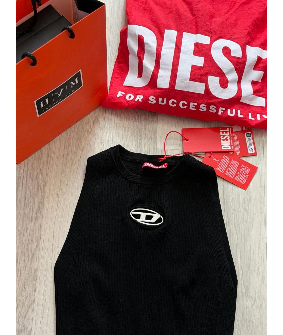 DIESEL Черное вискозное повседневное платье, фото 5