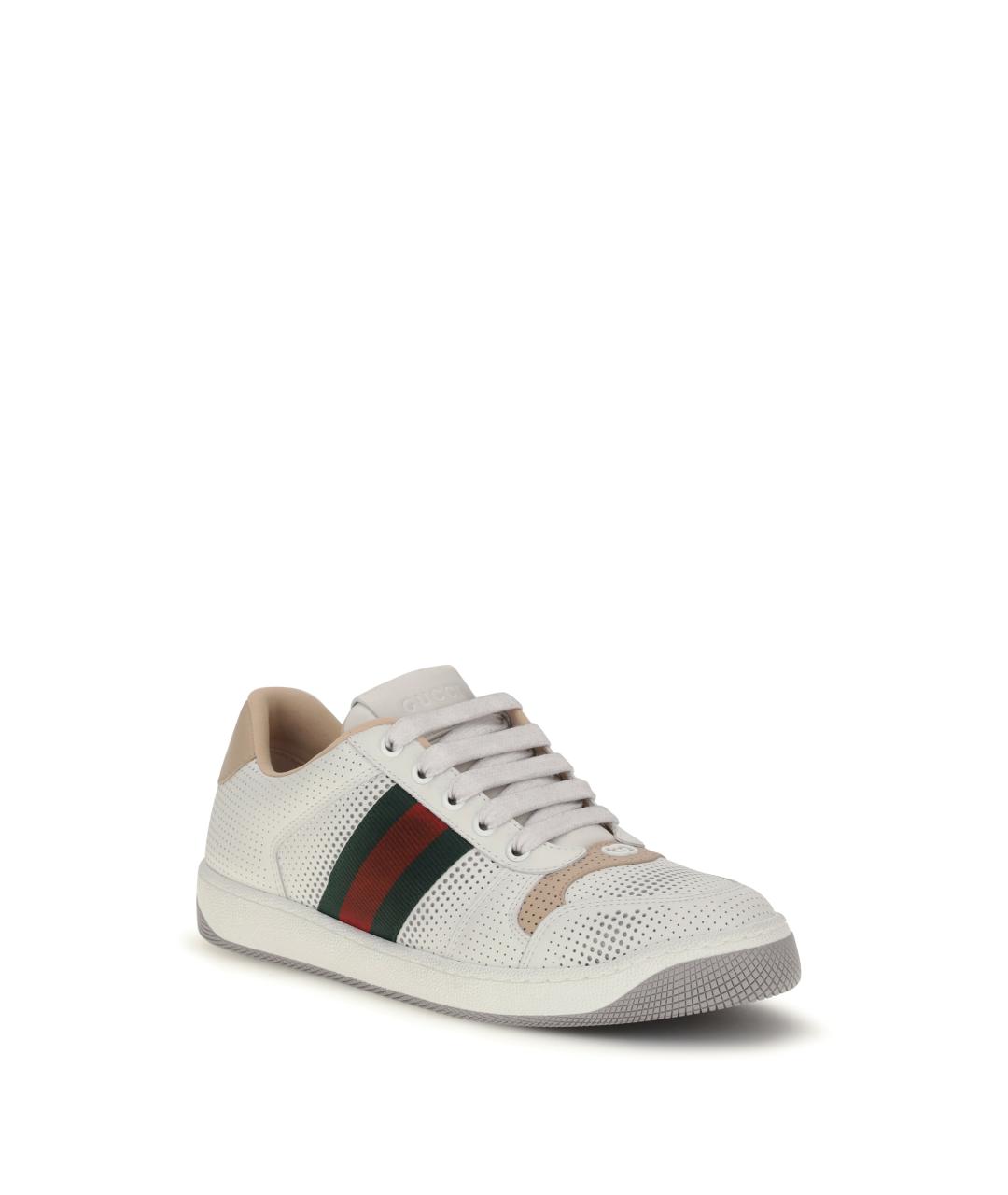 GUCCI Белые кожаные кеды, фото 2