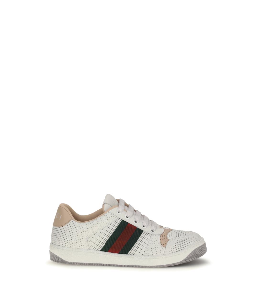 GUCCI Белые кожаные кеды, фото 1