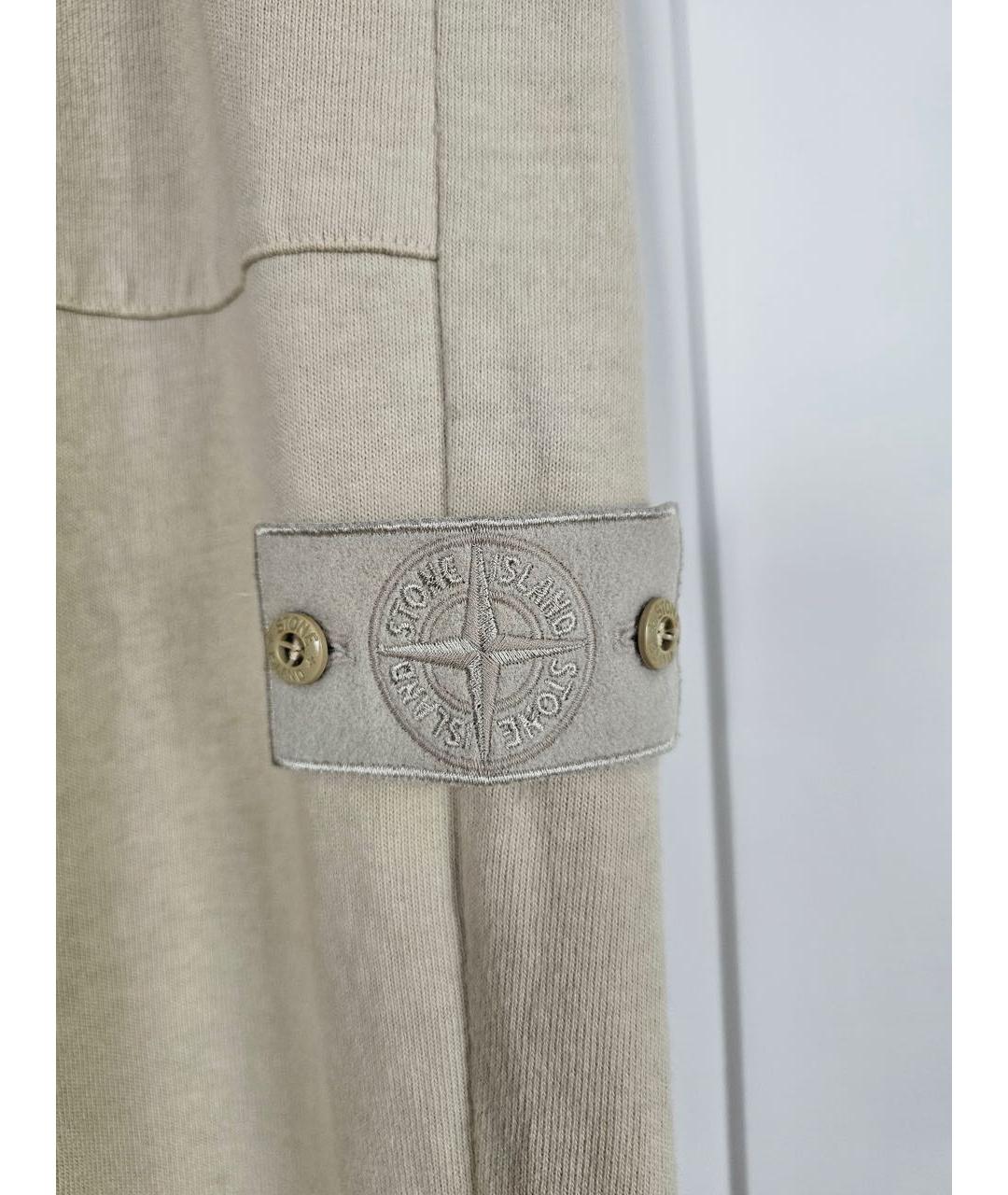 STONE ISLAND Бежевые хлопковые повседневные брюки, фото 4
