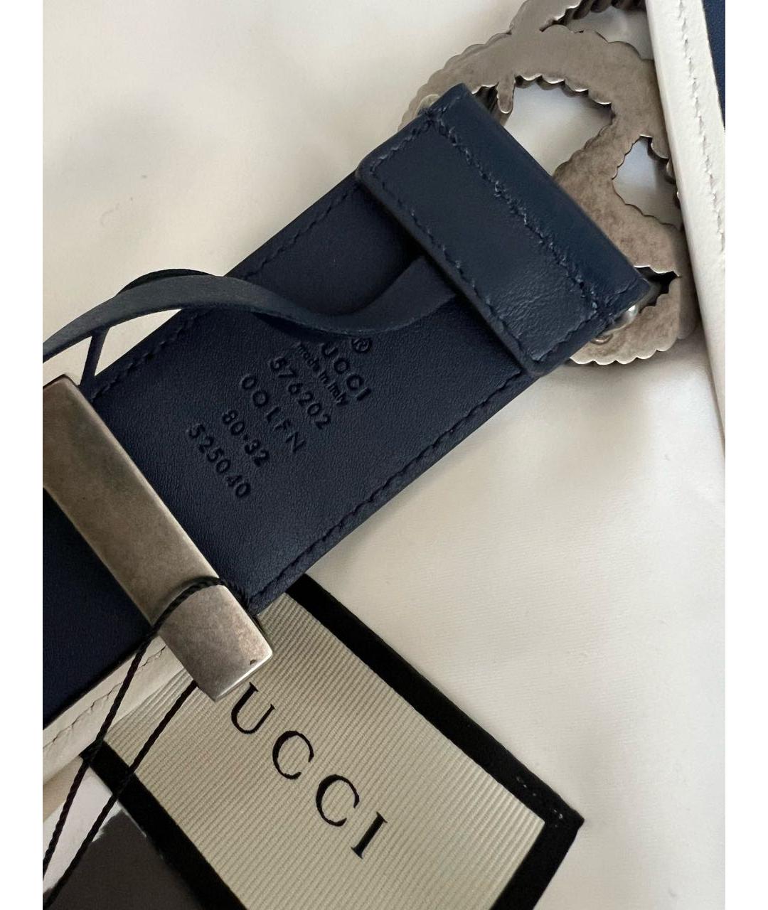 GUCCI Темно-синий кожаный ремень, фото 3
