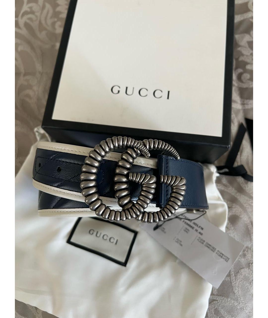 GUCCI Темно-синий кожаный ремень, фото 6