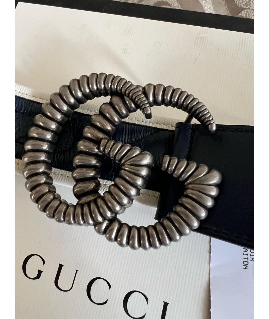 GUCCI Темно-синий кожаный ремень, фото 2