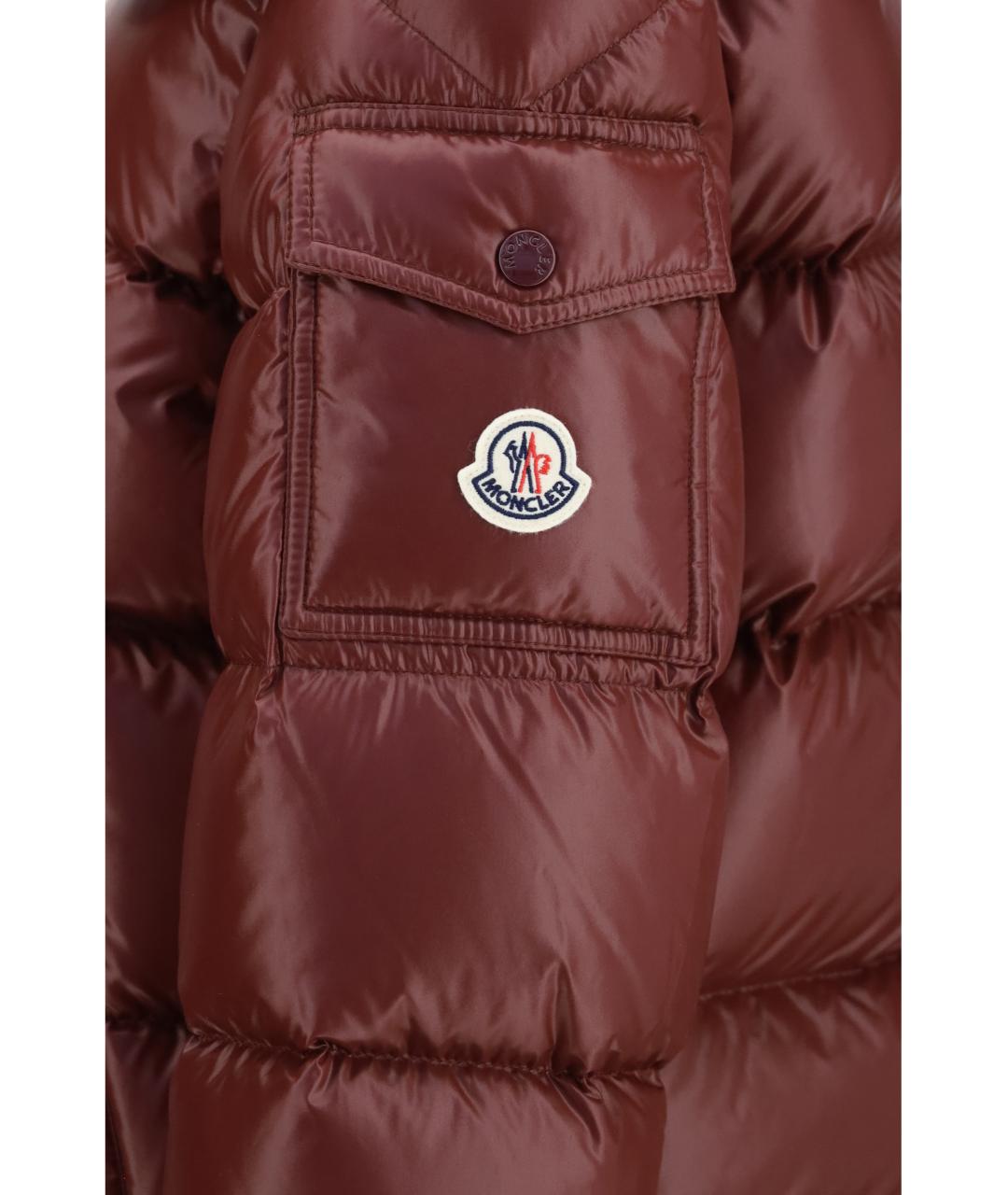 MONCLER Бордовый полиамидовый пуховик, фото 3