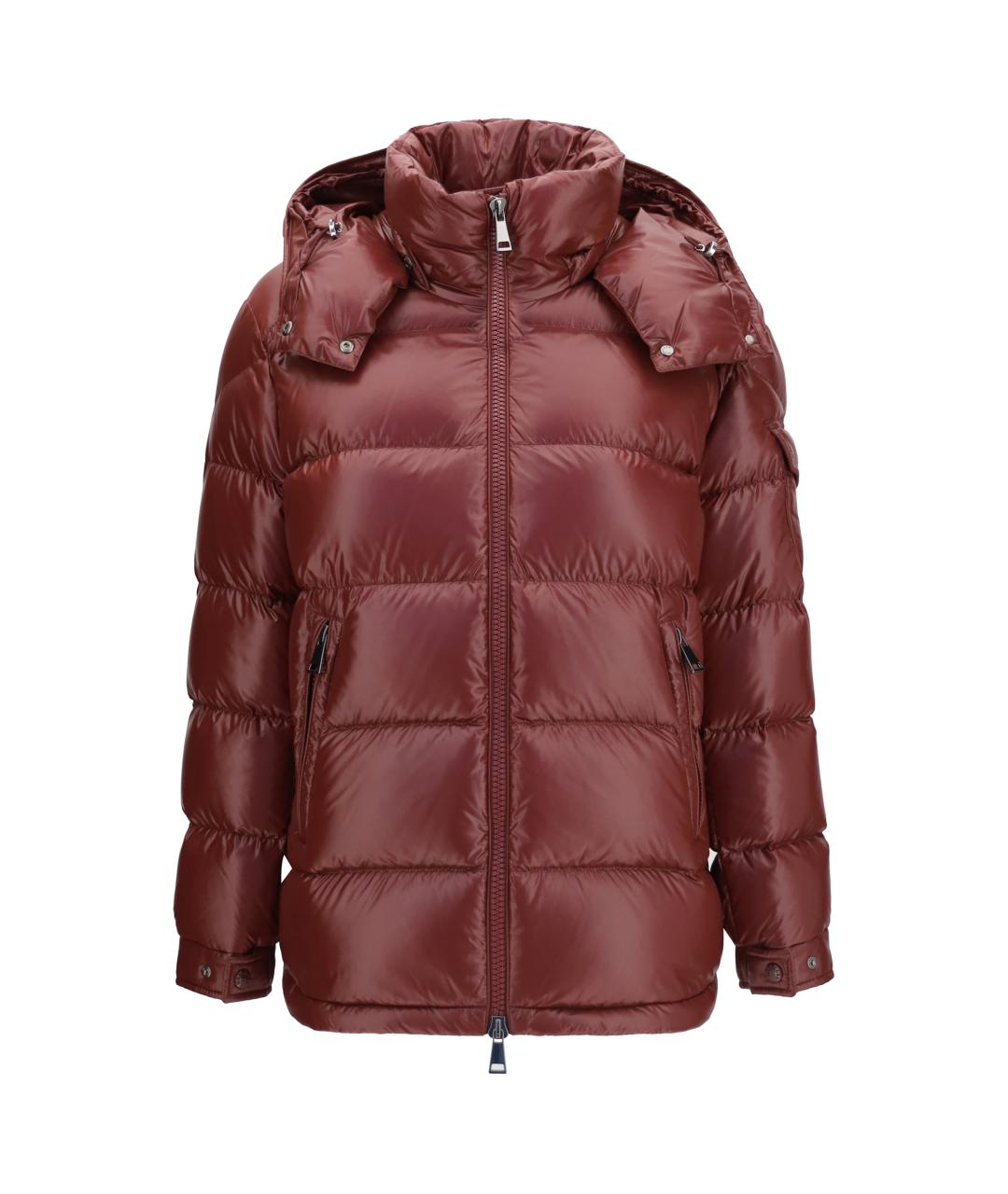 MONCLER Бордовый полиамидовый пуховик, фото 1
