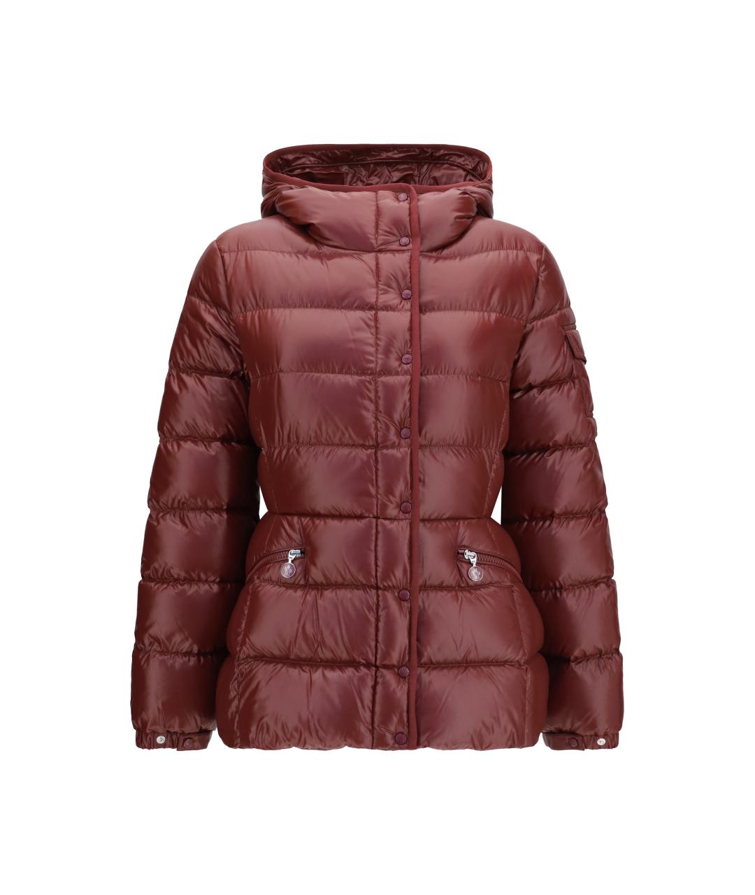 MONCLER Бордовый полиамидовый пуховик, фото 1