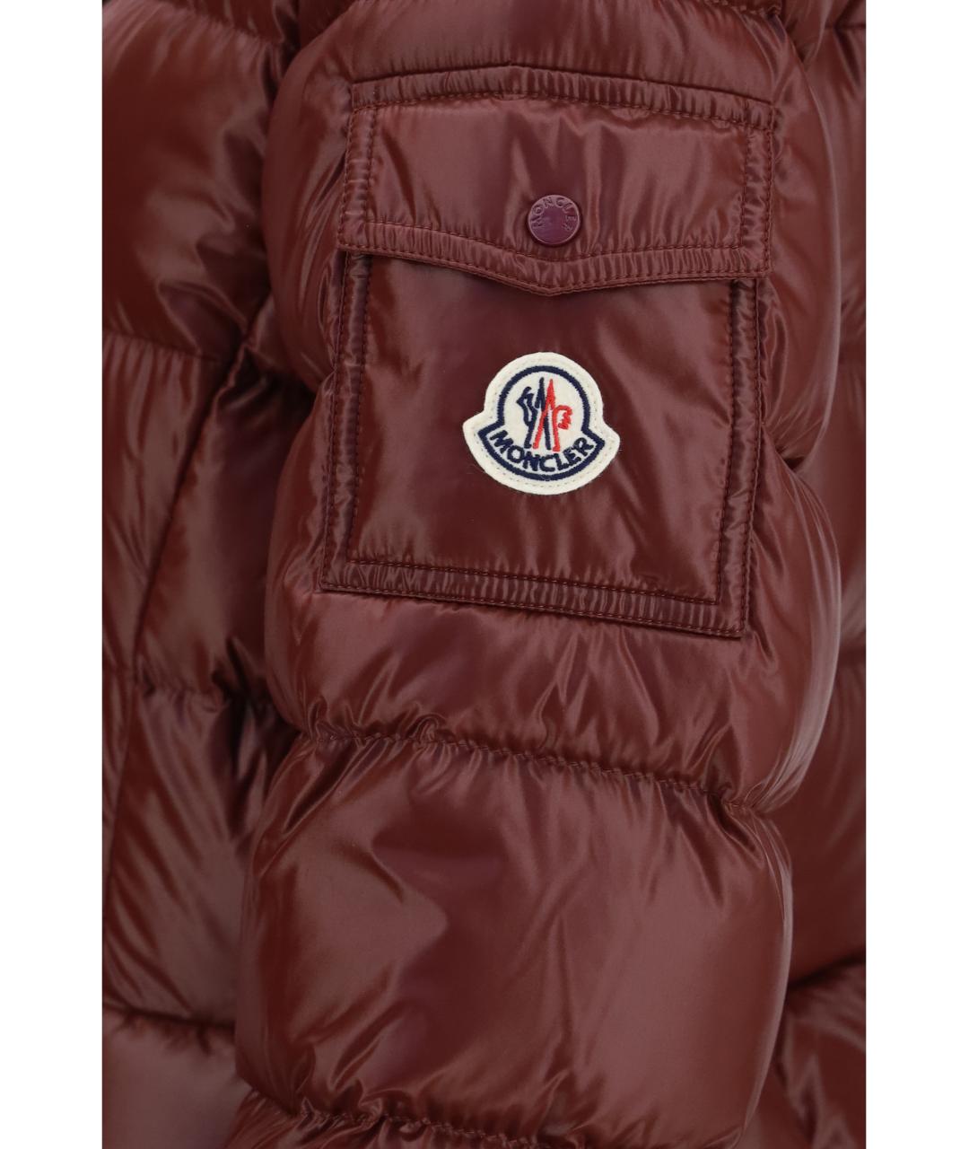 MONCLER Бордовый полиамидовый пуховик, фото 3