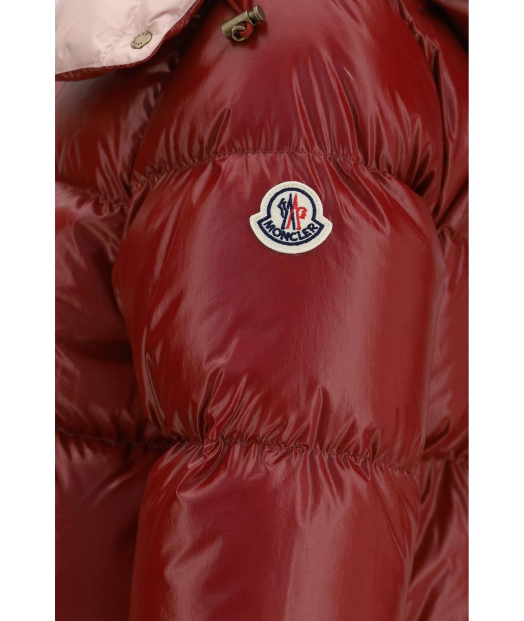MONCLER Бордовый полиамидовый пуховик, фото 3