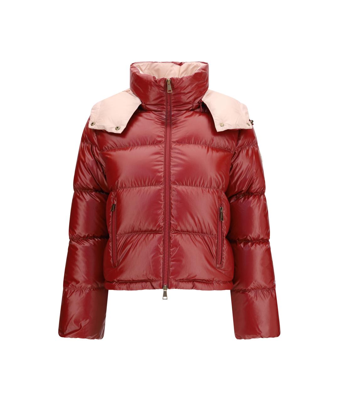 MONCLER Бордовый полиамидовый пуховик, фото 1