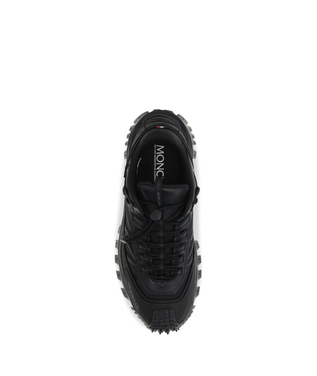 MONCLER Черные синтетические низкие кроссовки / кеды, фото 4