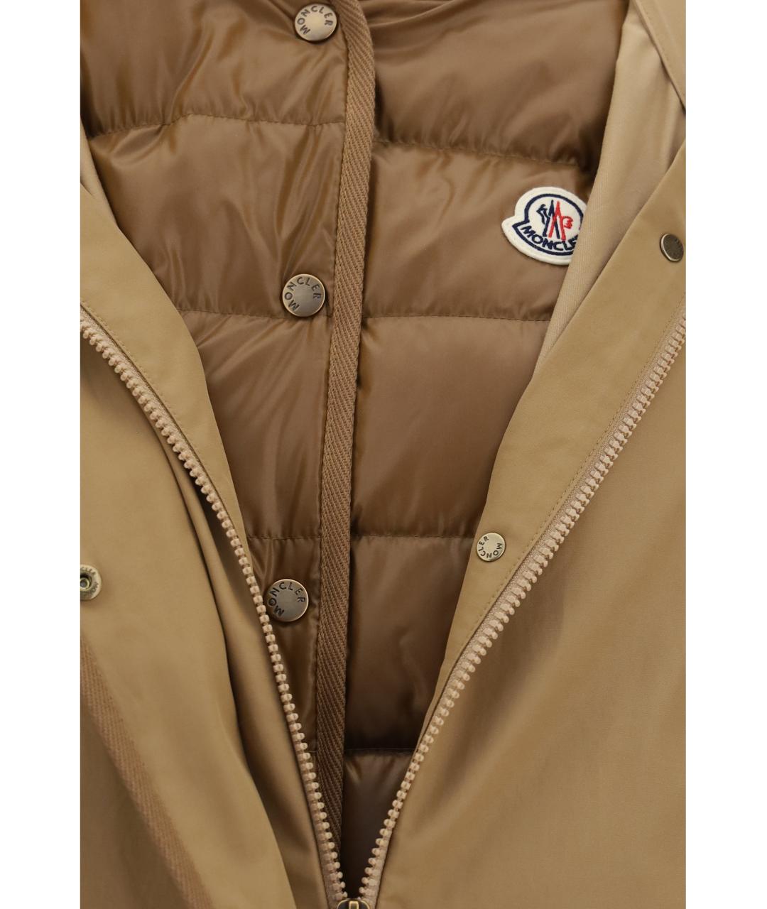 MONCLER Коричневая синтетическая куртка, фото 3