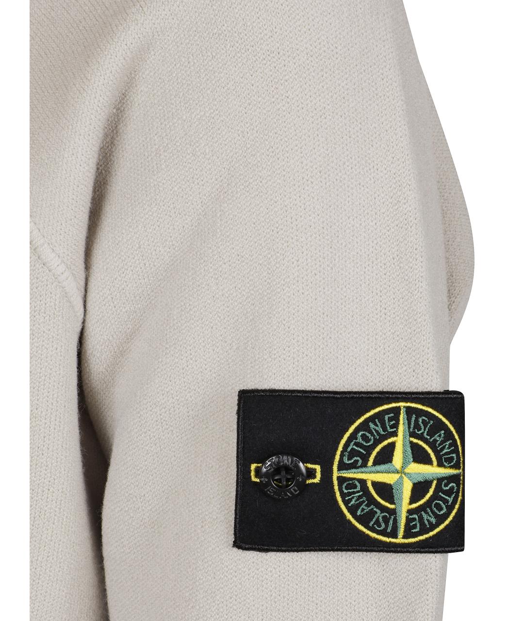 STONE ISLAND Бежевый шерстяной джемпер / свитер, фото 2