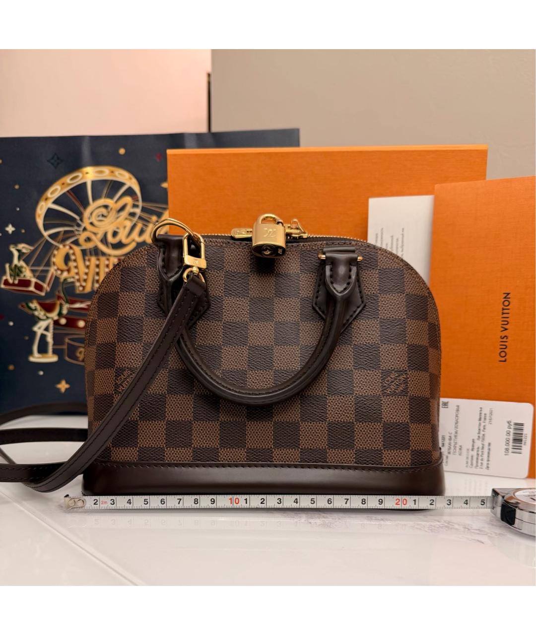 LOUIS VUITTON Коричневая кожаная сумка через плечо, фото 5