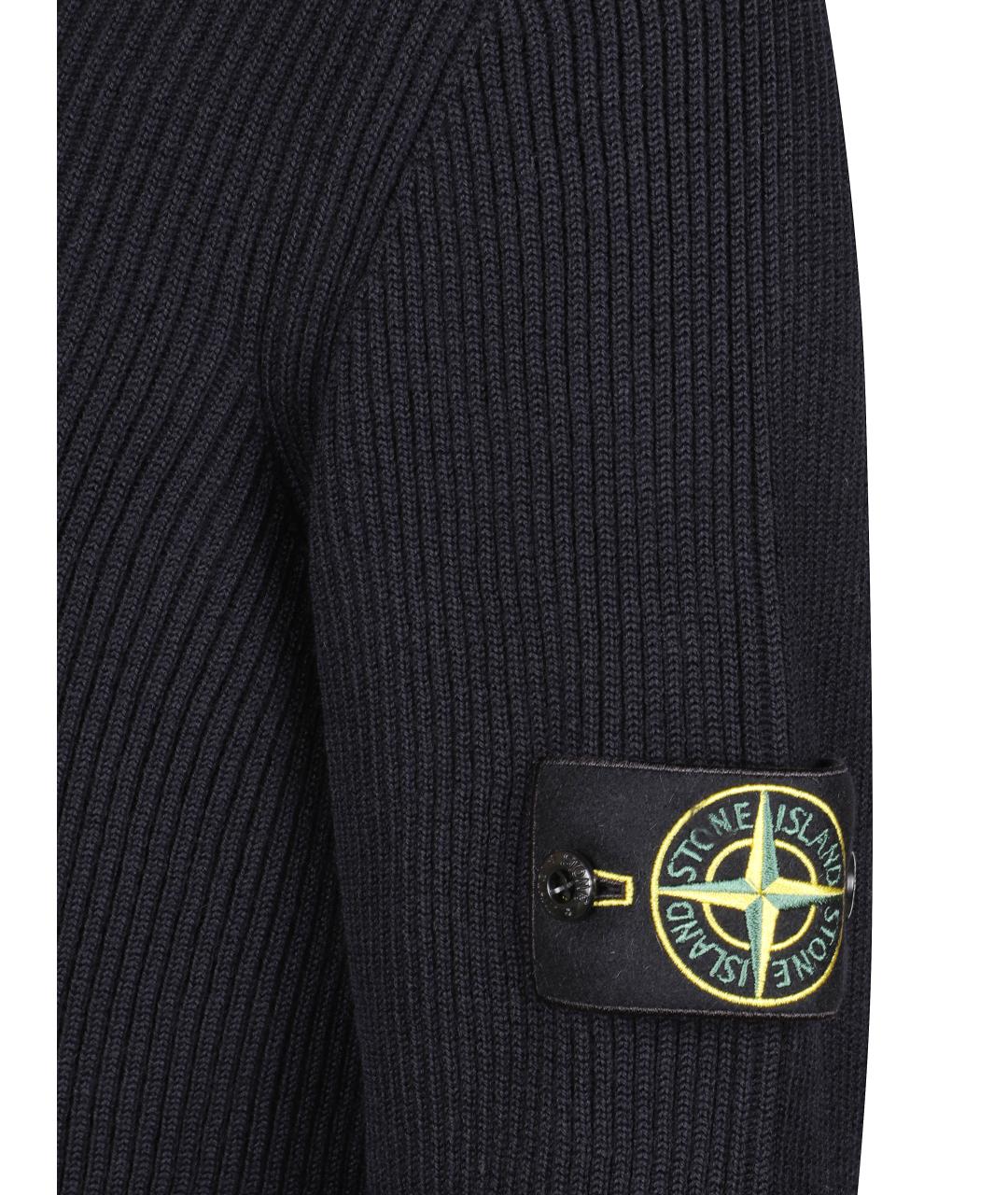 STONE ISLAND Темно-синяя шерстяная водолазка, фото 2