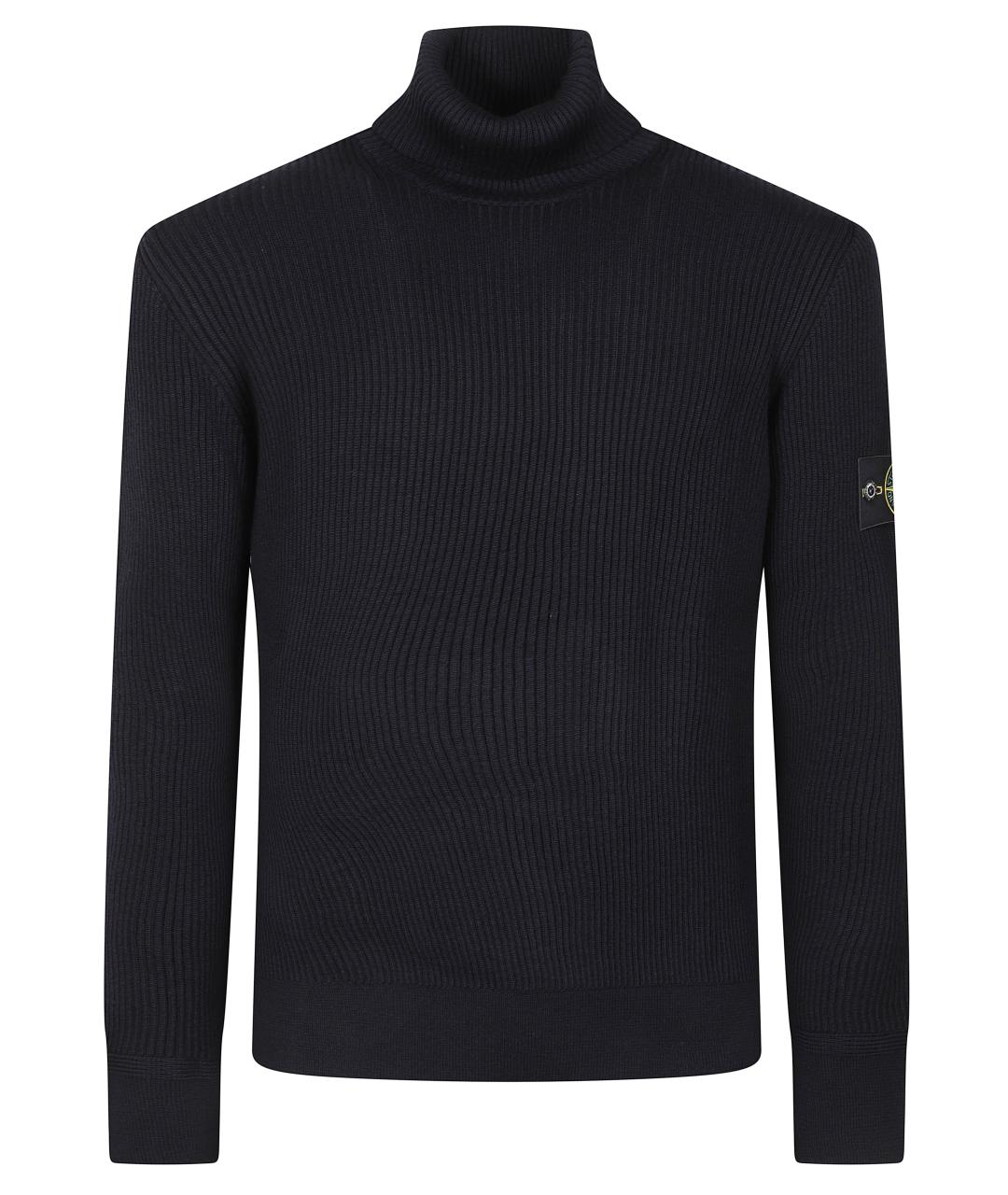 STONE ISLAND Темно-синяя шерстяная водолазка, фото 1