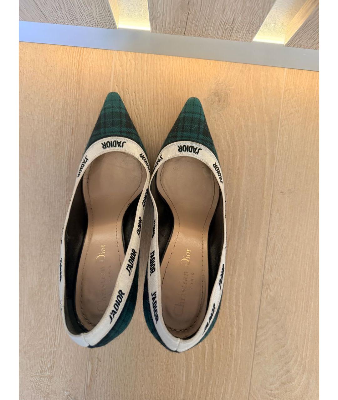 CHRISTIAN DIOR Зеленые текстильные туфли, фото 3