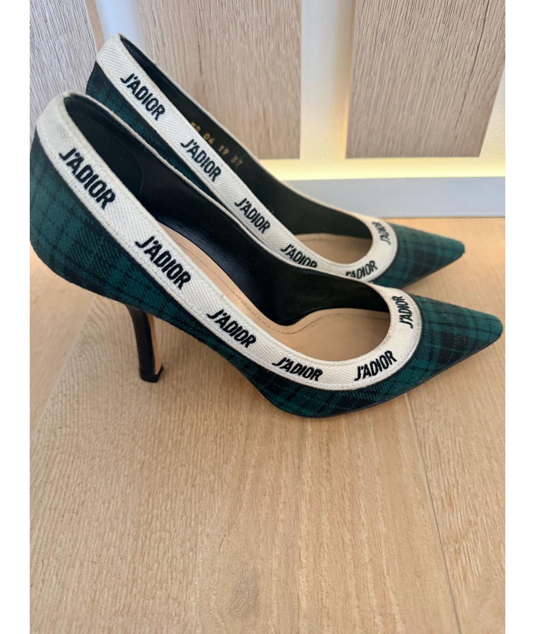 CHRISTIAN DIOR Зеленые текстильные туфли, фото 5
