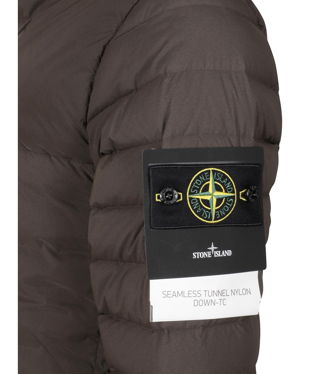 STONE ISLAND Коричневый полиамидовый пуховик, фото 2