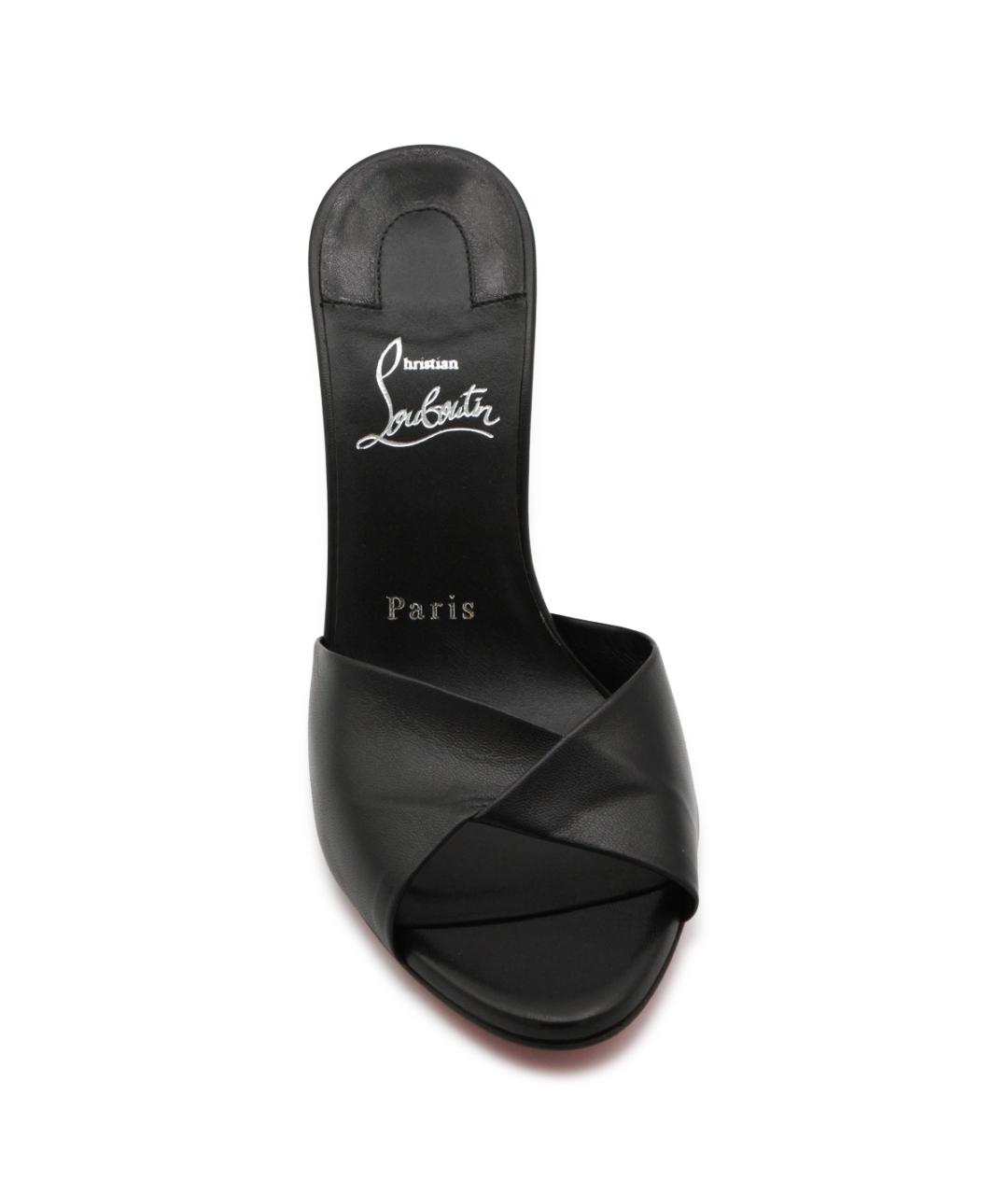 CHRISTIAN LOUBOUTIN Черные кожаные мюли, фото 4