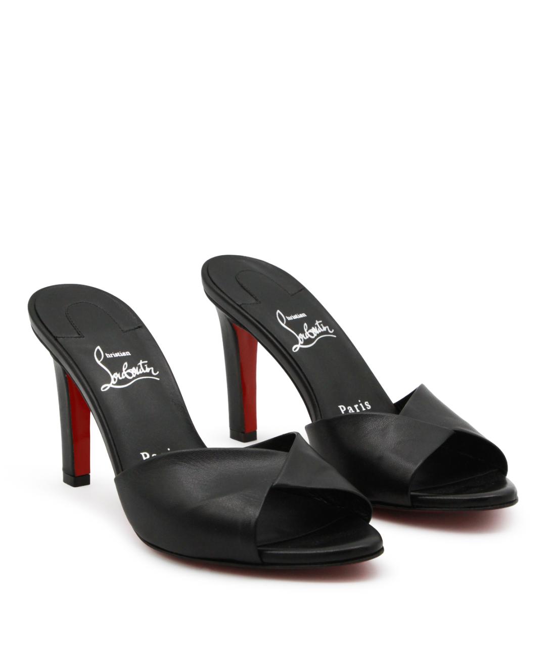 CHRISTIAN LOUBOUTIN Черные кожаные мюли, фото 2