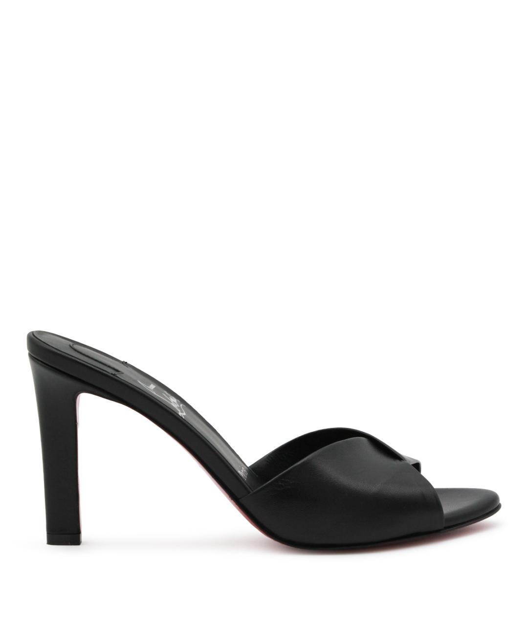 CHRISTIAN LOUBOUTIN Черные кожаные мюли, фото 1