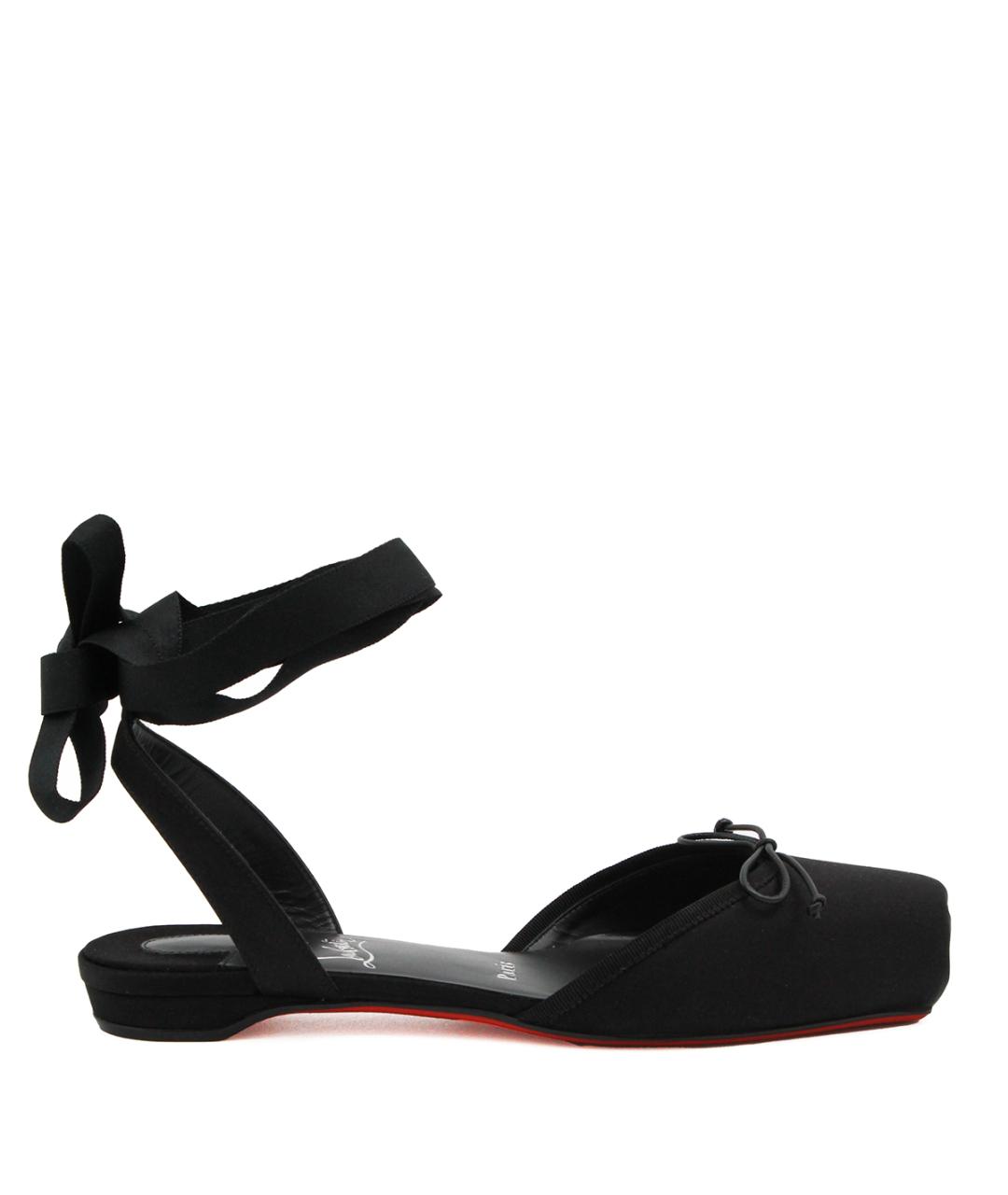 CHRISTIAN LOUBOUTIN Черные текстильные балетки, фото 1