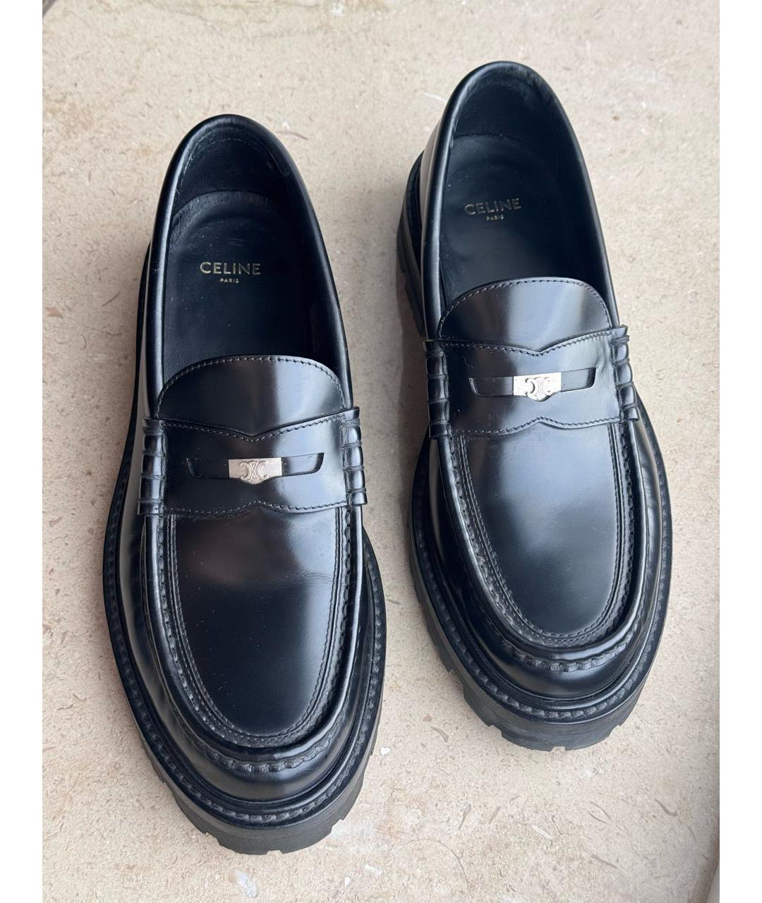 CELINE Черные кожаные лоферы, фото 2