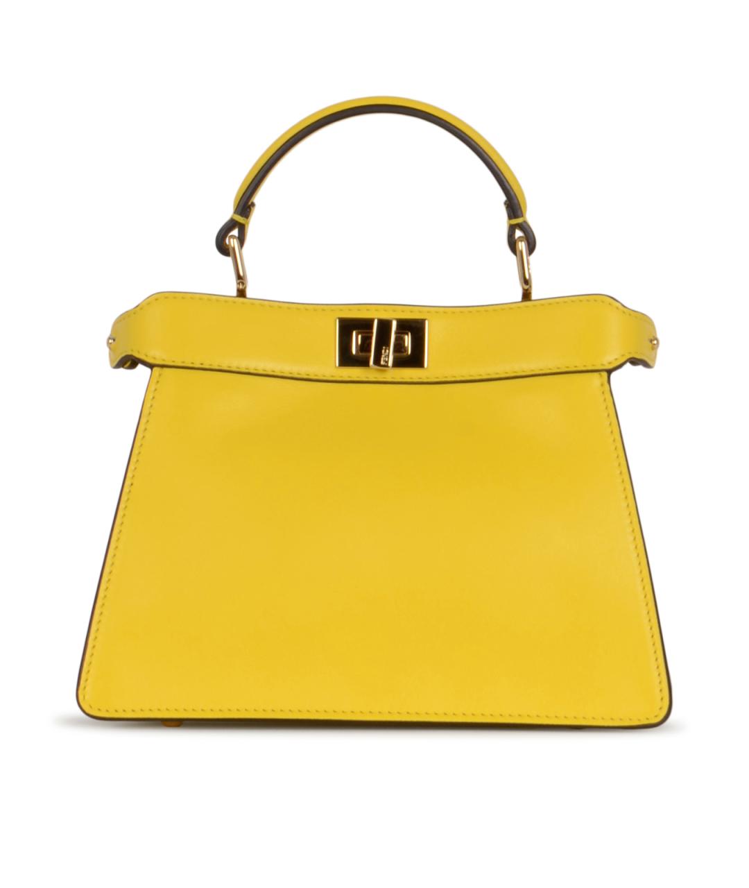 FENDI Желтая кожаная сумка тоут, фото 3