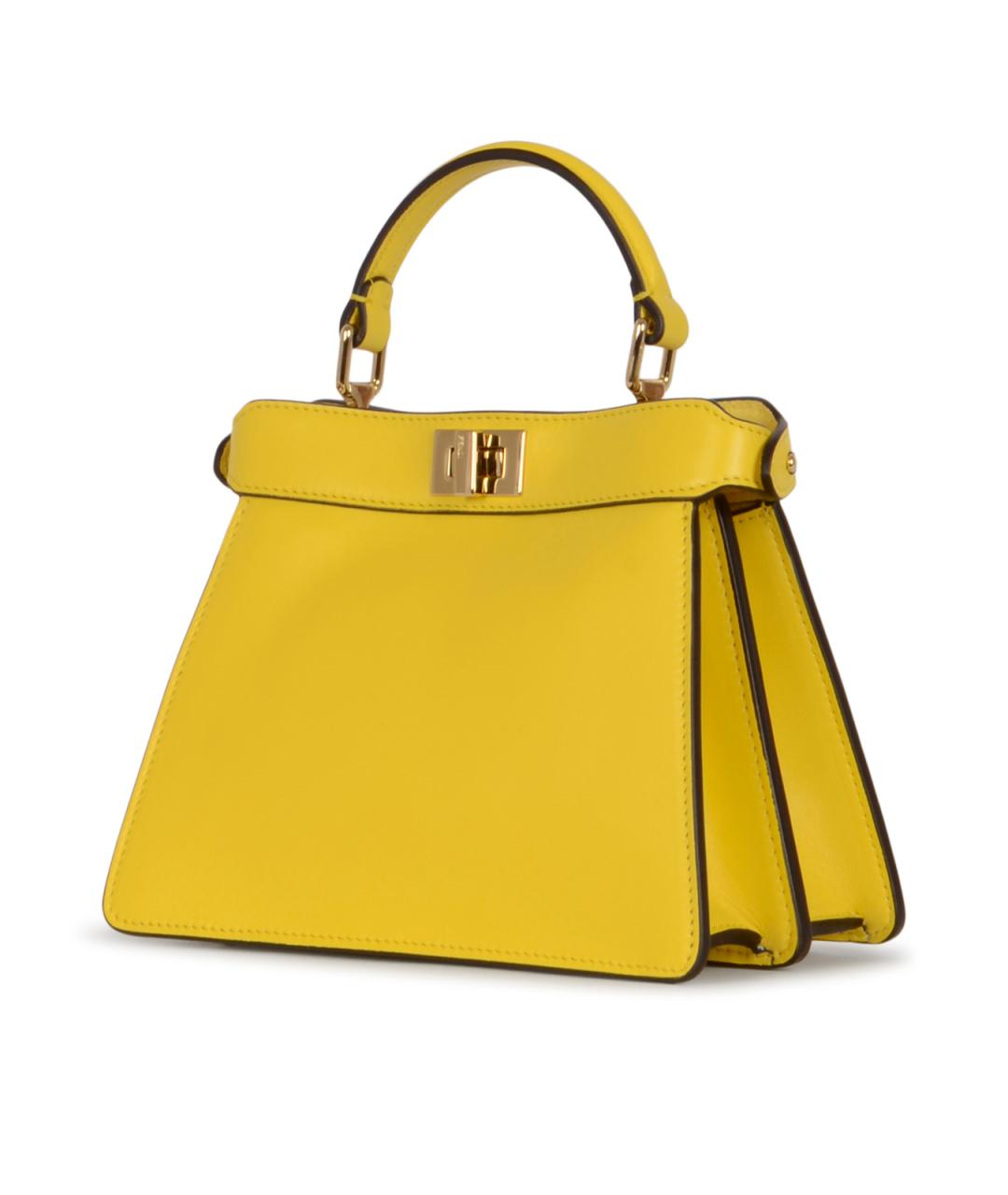 FENDI Желтая кожаная сумка тоут, фото 2