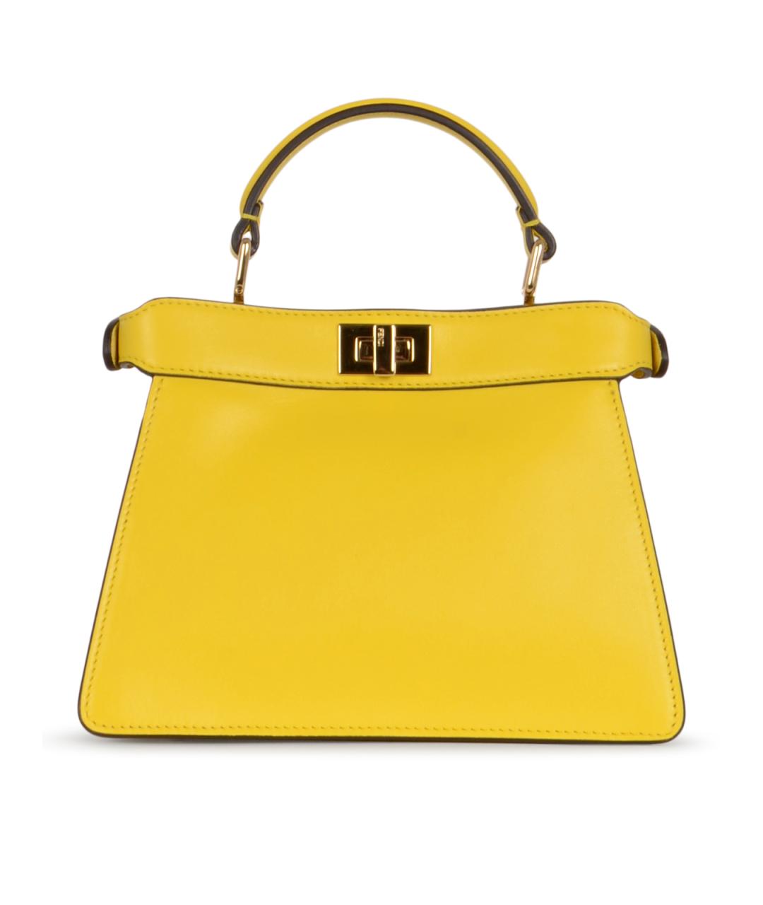 FENDI Желтая кожаная сумка тоут, фото 1