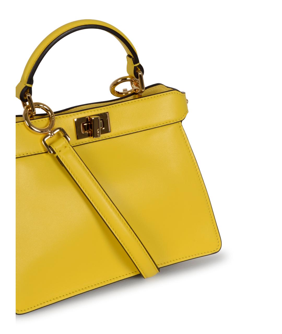 FENDI Желтая кожаная сумка тоут, фото 4