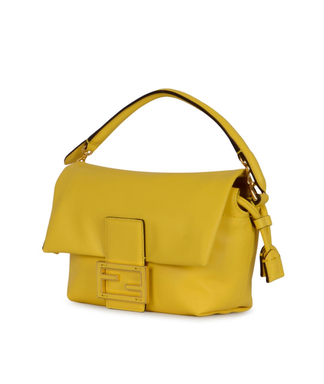 FENDI Желтая кожаная сумка через плечо, фото 4