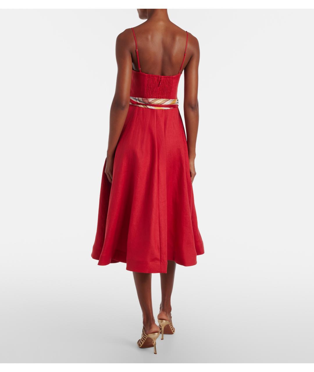 ZIMMERMANN Красное льняное коктейльное платье, фото 3