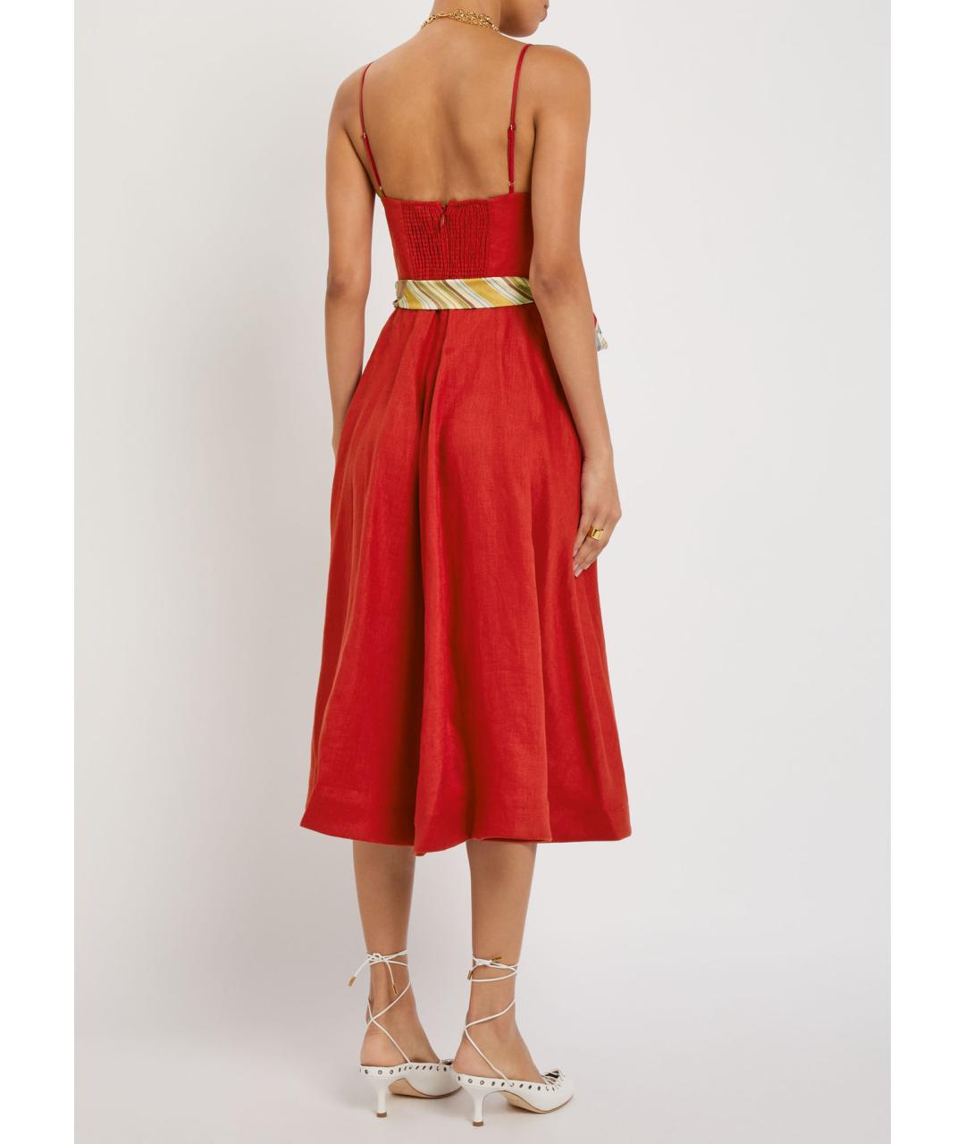 ZIMMERMANN Красное льняное коктейльное платье, фото 6