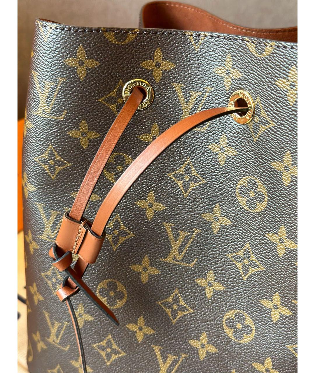 LOUIS VUITTON Коричневая кожаная сумка тоут, фото 6