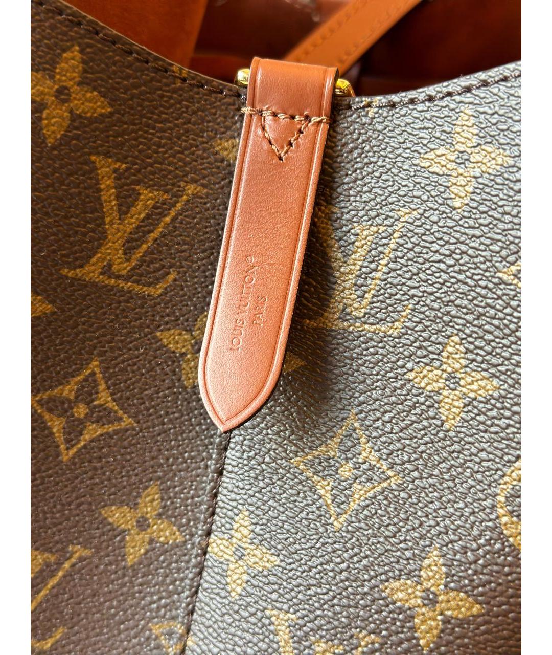 LOUIS VUITTON Коричневая кожаная сумка тоут, фото 7