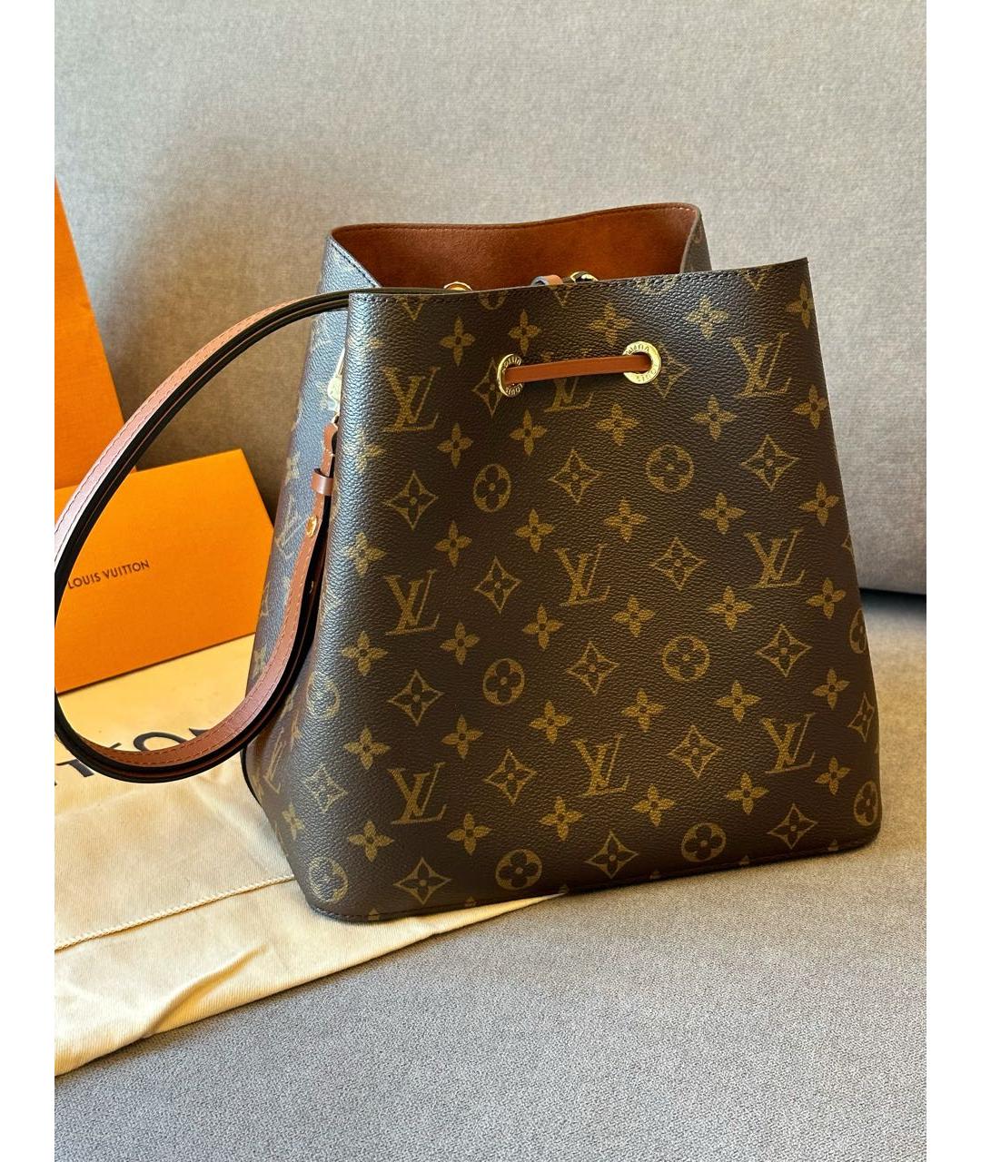 LOUIS VUITTON Коричневая кожаная сумка тоут, фото 4