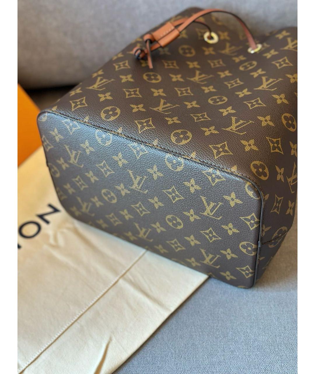 LOUIS VUITTON Коричневая кожаная сумка тоут, фото 5