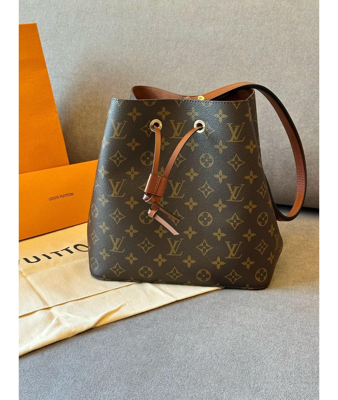 LOUIS VUITTON Коричневая кожаная сумка тоут, фото 3