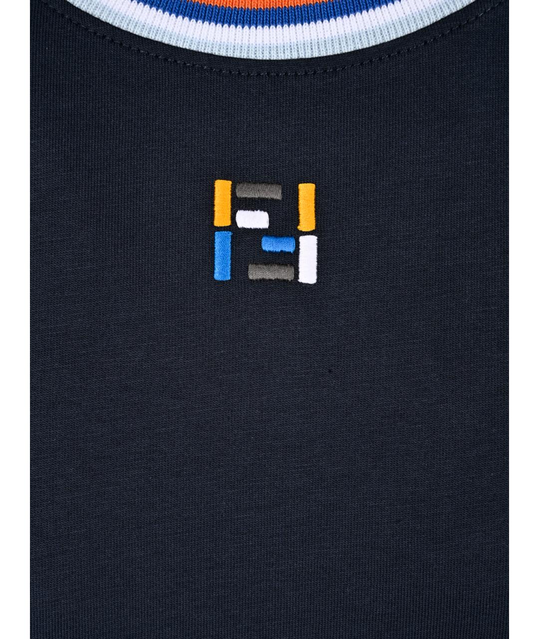 FENDI Темно-синяя хлопковая футболка, фото 3
